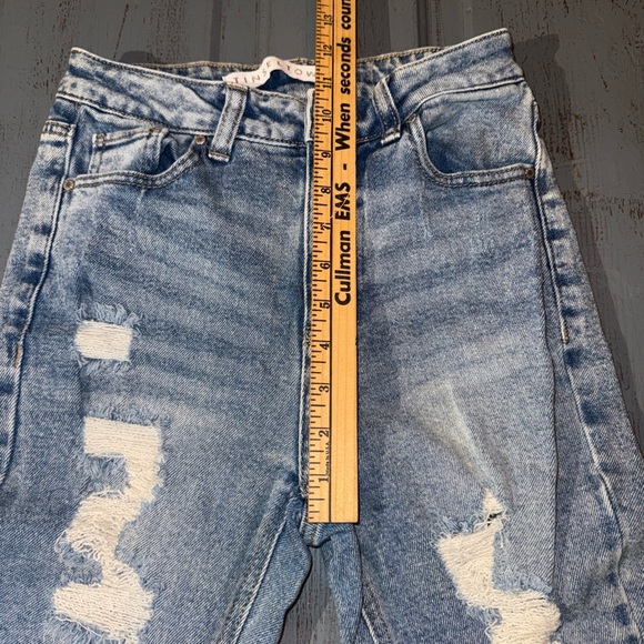 Tinseltown‎ Juniors Sz 3 Blue Denim Stretch Ripped Thrashed Distressed Jeans - Picture 7 of 9